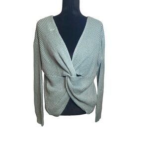 Hippie Rose Ladies Sweater Green Knot Detail On The‎ Front Size Large Soft Cozy